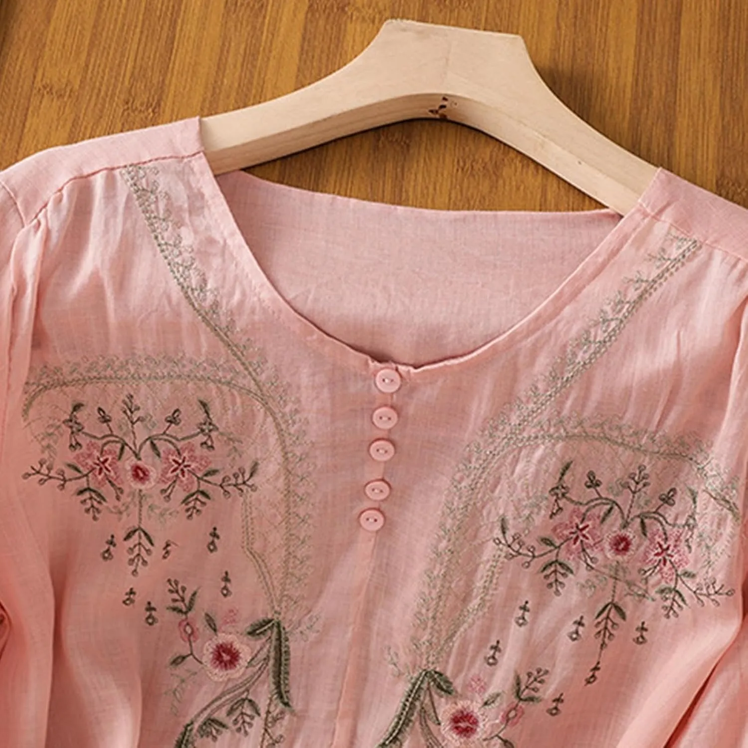 Cotton Linen Tops for Women 2025 Summer Boho Embroidered Mexican Blouse Casual Crewneck Oversized Tee Shirts Tunics