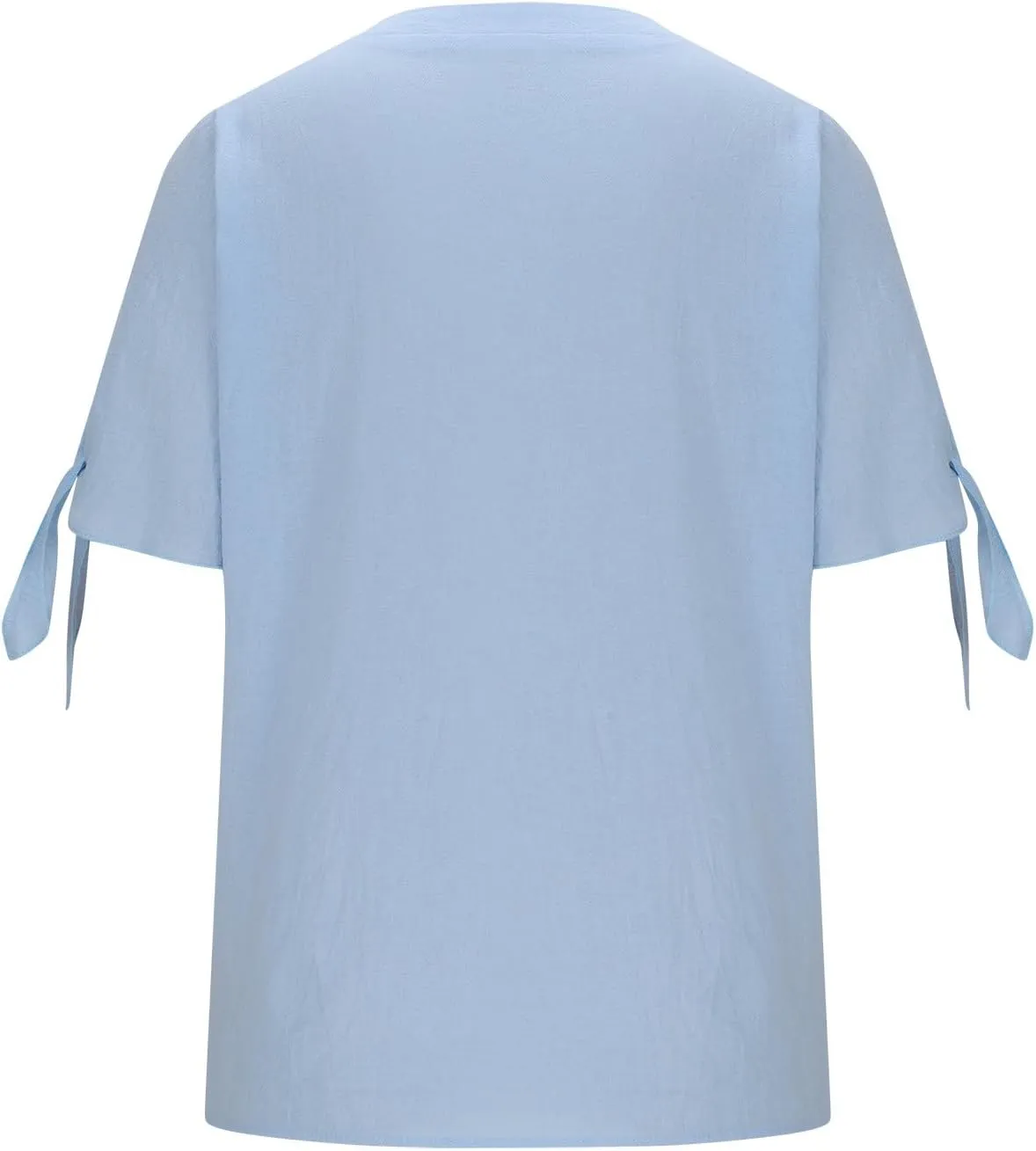 Cotton Linen Tops for Women 2025 Summer Henley V Neck Shirts Cutout Short Sleeve Tunic Gradient Floral Casual Tshirts