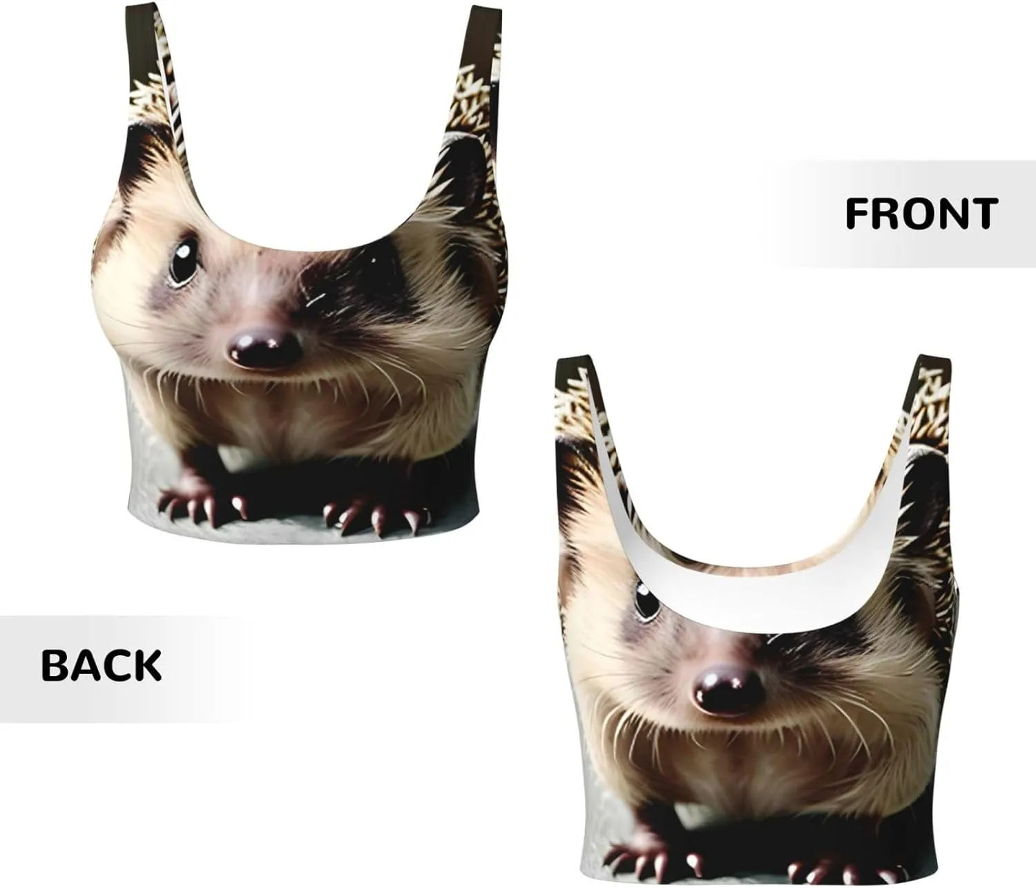 Cute Hedgehog Women's Sexy Sports Vest Sleeveless Athletic Gym T-Shirts Vest U-Shaped Back Quick Dry Top