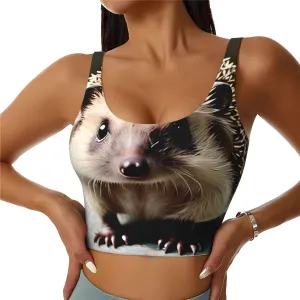 Cute Hedgehog Women's Sexy Sports Vest Sleeveless Athletic Gym T-Shirts Vest U-Shaped Back Quick Dry Top