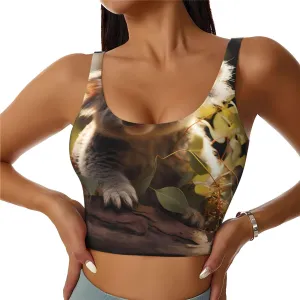 Cute Koala Plant Women's Sexy Sports Vest Sleeveless Athletic Gym T-Shirts Vest U-Shaped Back Quick Dry Top
