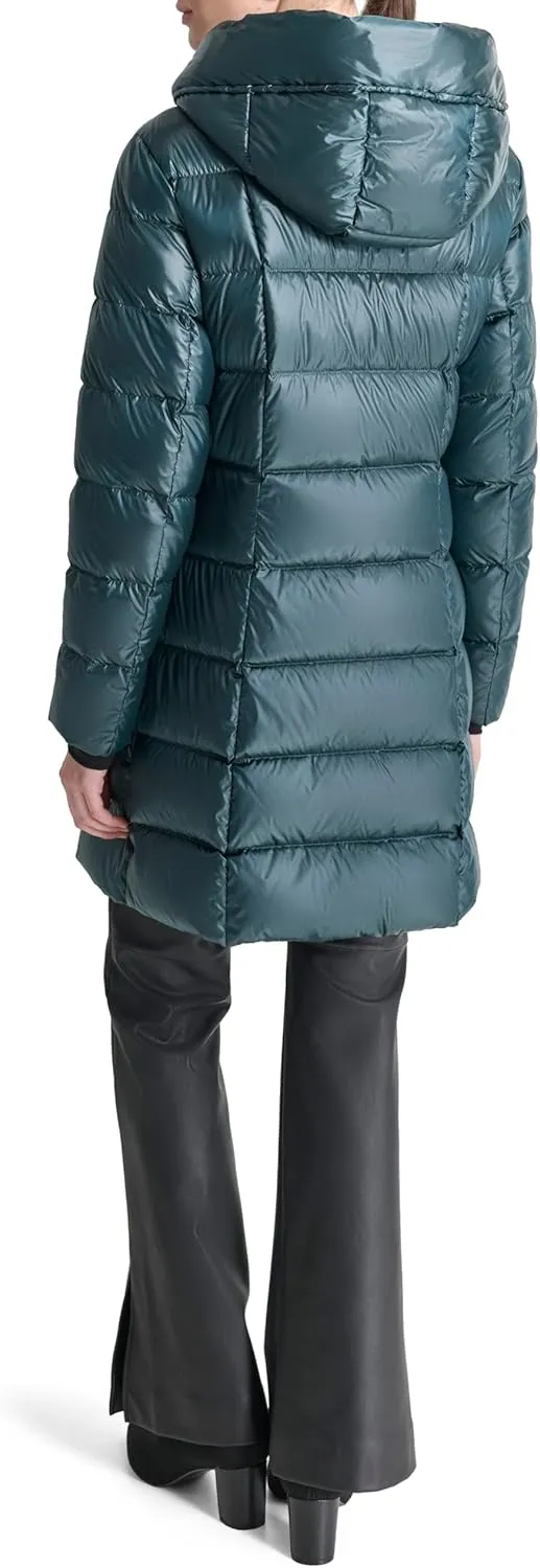DKNY Women's Hooded Down-Filled Long