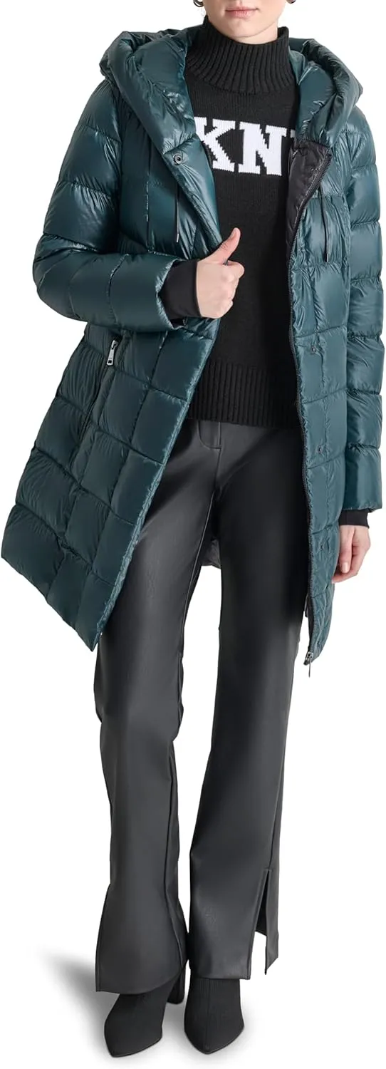 DKNY Women's Hooded Down-Filled Long