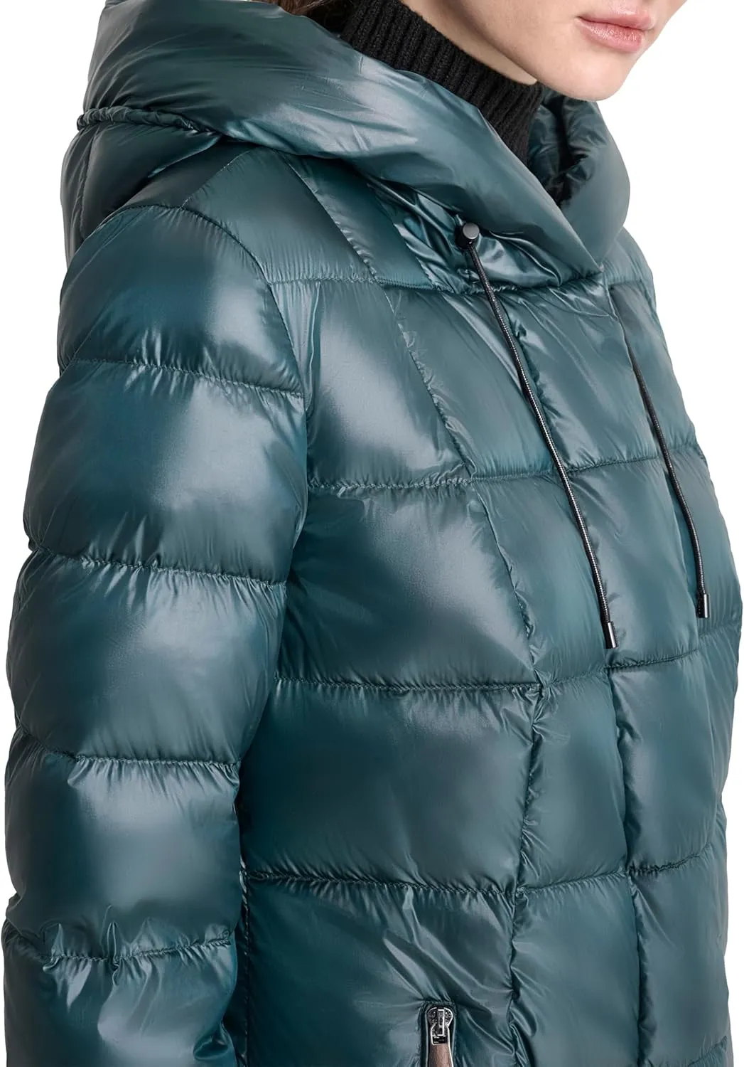 DKNY Women's Hooded Down-Filled Long