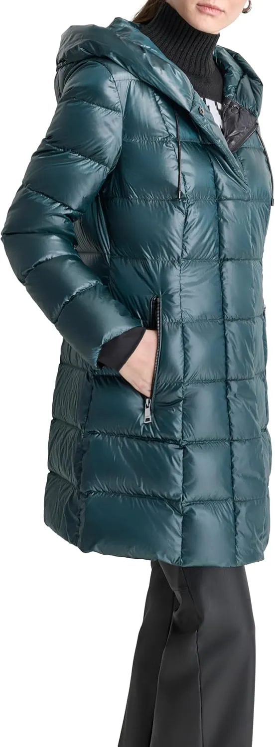 DKNY Women's Hooded Down-Filled Long