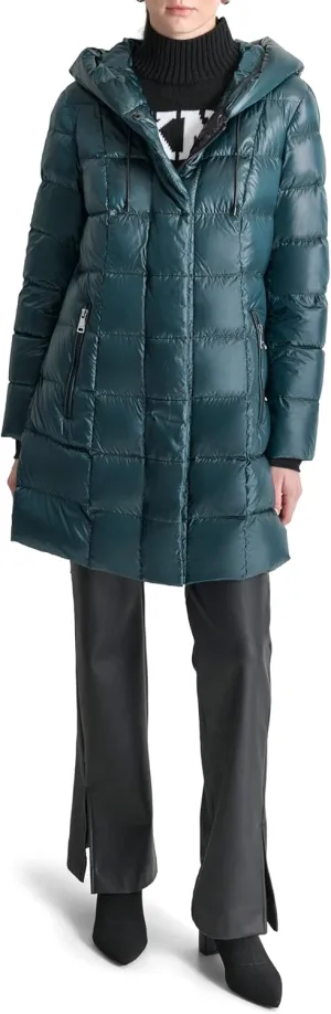 DKNY Women's Hooded Down-Filled Long