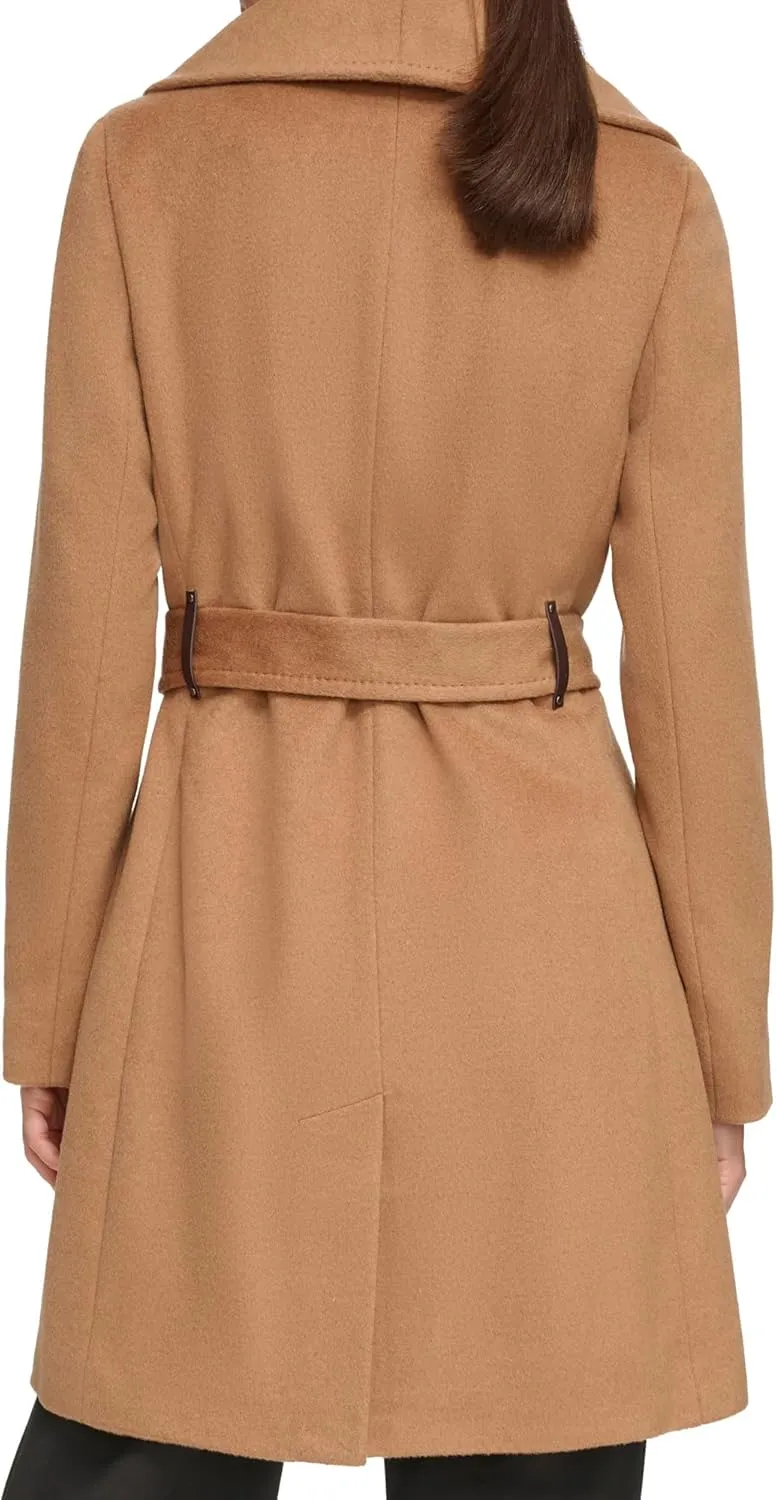 DKNY Women's Shawl Collar Wool Coat