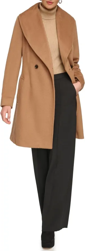 DKNY Women's Shawl Collar Wool Coat