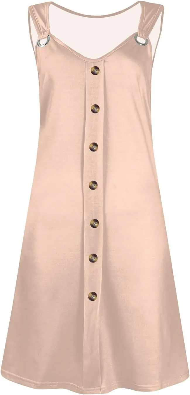Dresses for Women 2025 Plus Size Mini Dresses Sexy Vacation Sleeveless v Neck Summer Clothes Sundress with Pockets