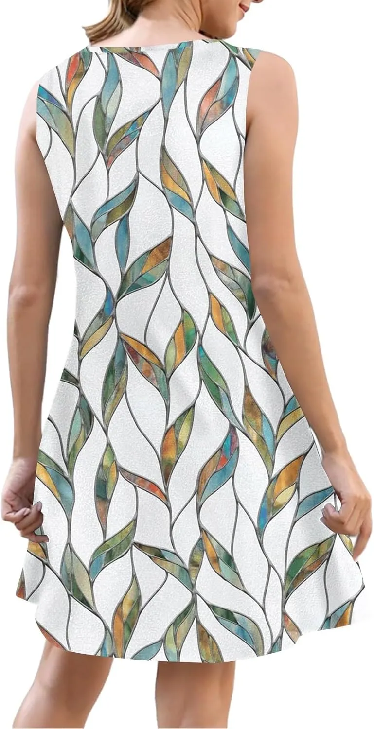 Dresses for Women 2025 Plus Size Mini Dresses Sexy Vacation Sleeveless Vneck Sundress with Pockets Summer Clothes