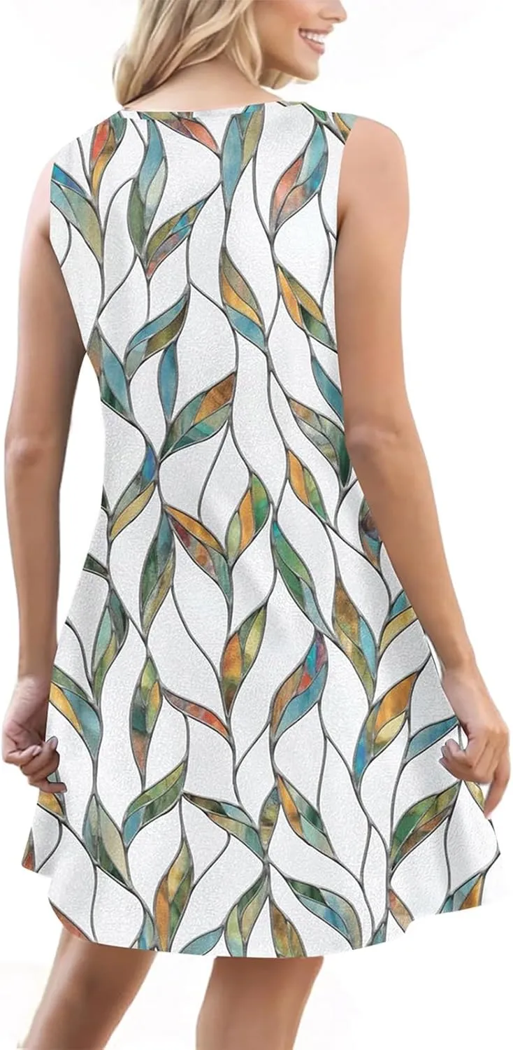 Dresses for Women 2025 Plus Size Mini Dresses Sexy Vacation Sleeveless Vneck Sundress with Pockets Summer Clothes