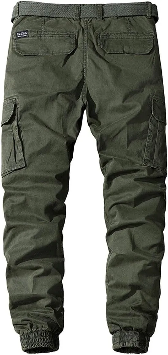 ebossy Men's Ankle Zip Multi Pocket Outdoor Work Tactical Twill Jogger Cargo Pants