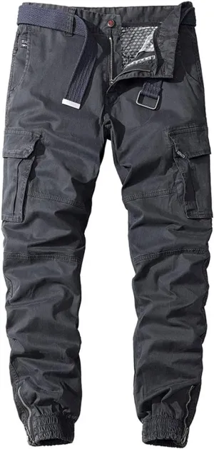 ebossy Men's Ankle Zip Multi Pocket Outdoor Work Tactical Twill Jogger Cargo Pants