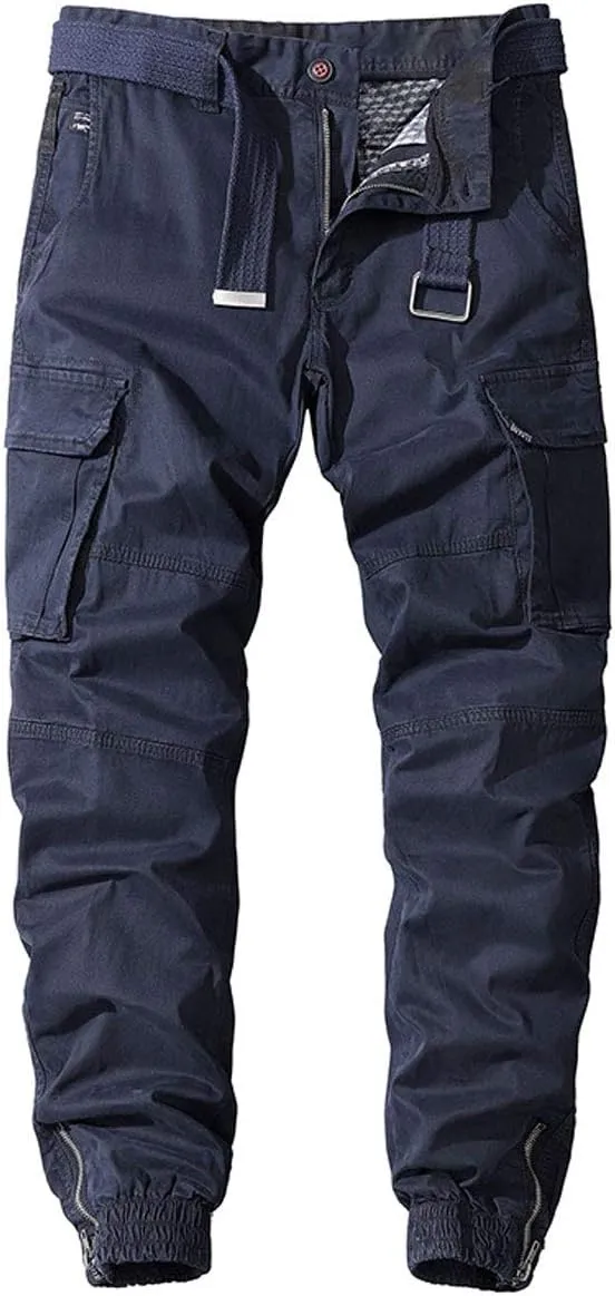 ebossy Men's Ankle Zip Multi Pocket Outdoor Work Tactical Twill Jogger Cargo Pants