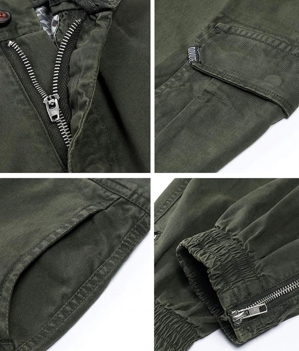 ebossy Men's Ankle Zip Multi Pocket Outdoor Work Tactical Twill Jogger Cargo Pants