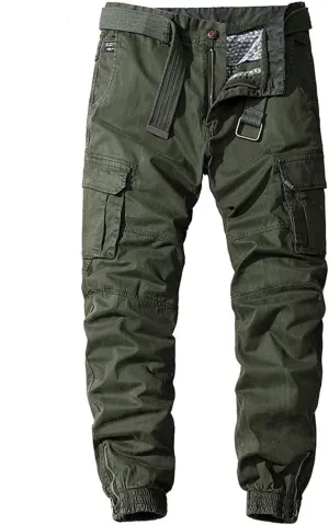 ebossy Men's Ankle Zip Multi Pocket Outdoor Work Tactical Twill Jogger Cargo Pants