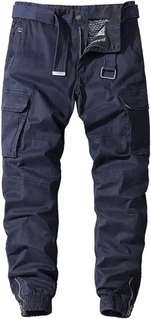 ebossy Men's Ankle Zip Multi Pocket Outdoor Work Tactical Twill Jogger Cargo Pants