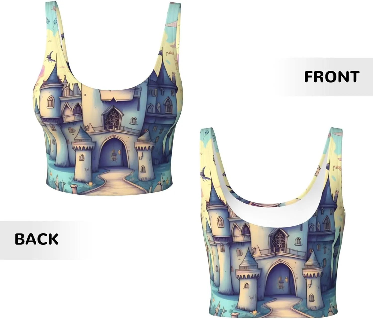 Fairytale Castle Women's Sexy Sports Vest Sleeveless Athletic Gym T-Shirts Vest U-Shaped Back Quick Dry Top