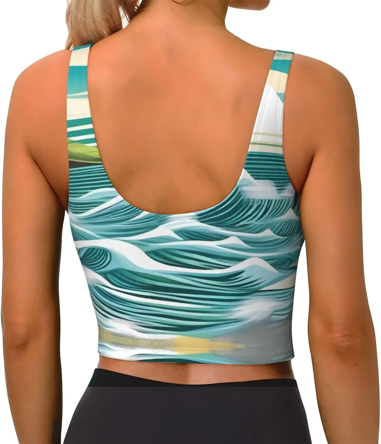 Fans Sea Tide Women's Sexy Sports Vest Sleeveless Athletic Gym T-Shirts Vest U-Shaped Back Quick Dry Top