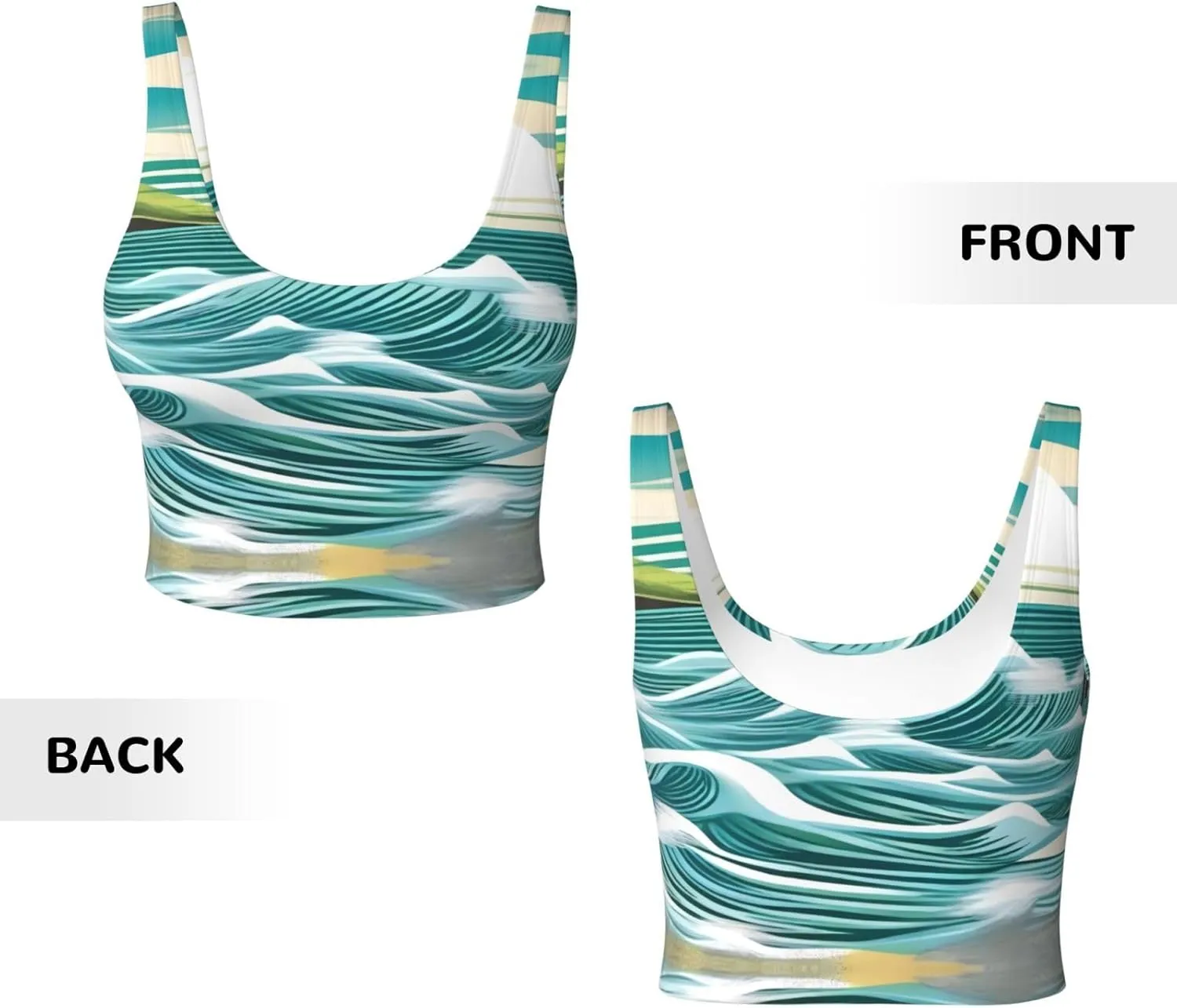 Fans Sea Tide Women's Sexy Sports Vest Sleeveless Athletic Gym T-Shirts Vest U-Shaped Back Quick Dry Top