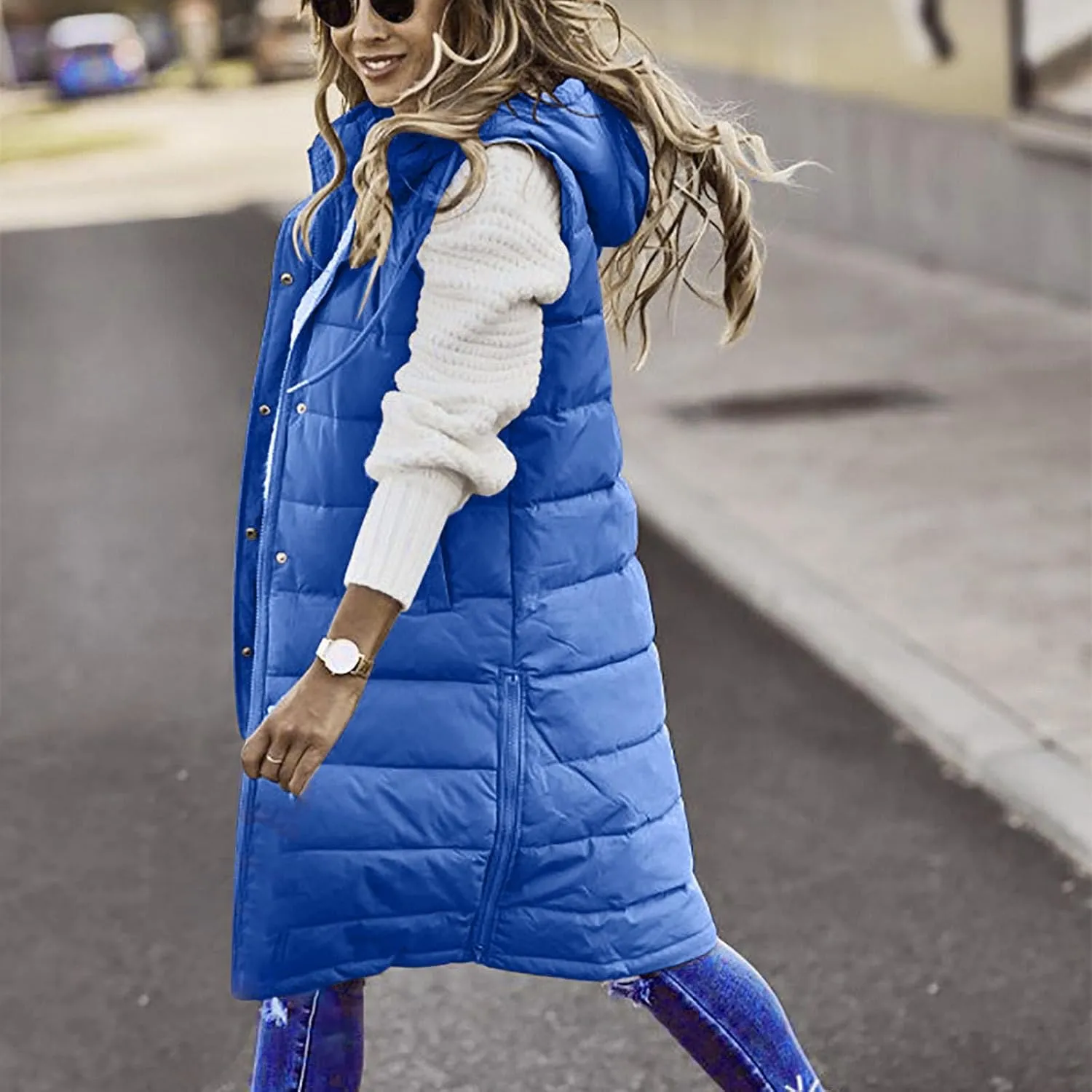 Fashion Sleeveless Puffer Jacket Winter Vest Coats for Women Plain Quilted Down Jackets Plus Size Outerwear