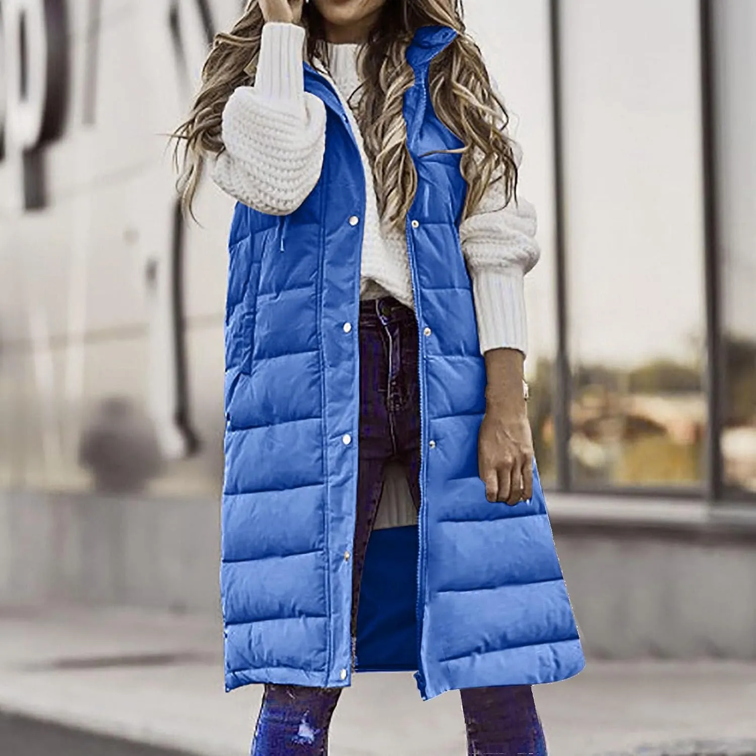 Fashion Sleeveless Puffer Jacket Winter Vest Coats for Women Plain Quilted Down Jackets Plus Size Outerwear