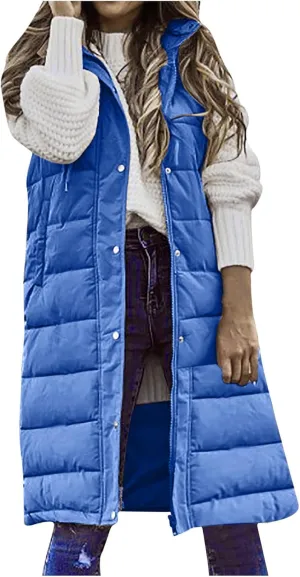 Fashion Sleeveless Puffer Jacket Winter Vest Coats for Women Plain Quilted Down Jackets Plus Size Outerwear
