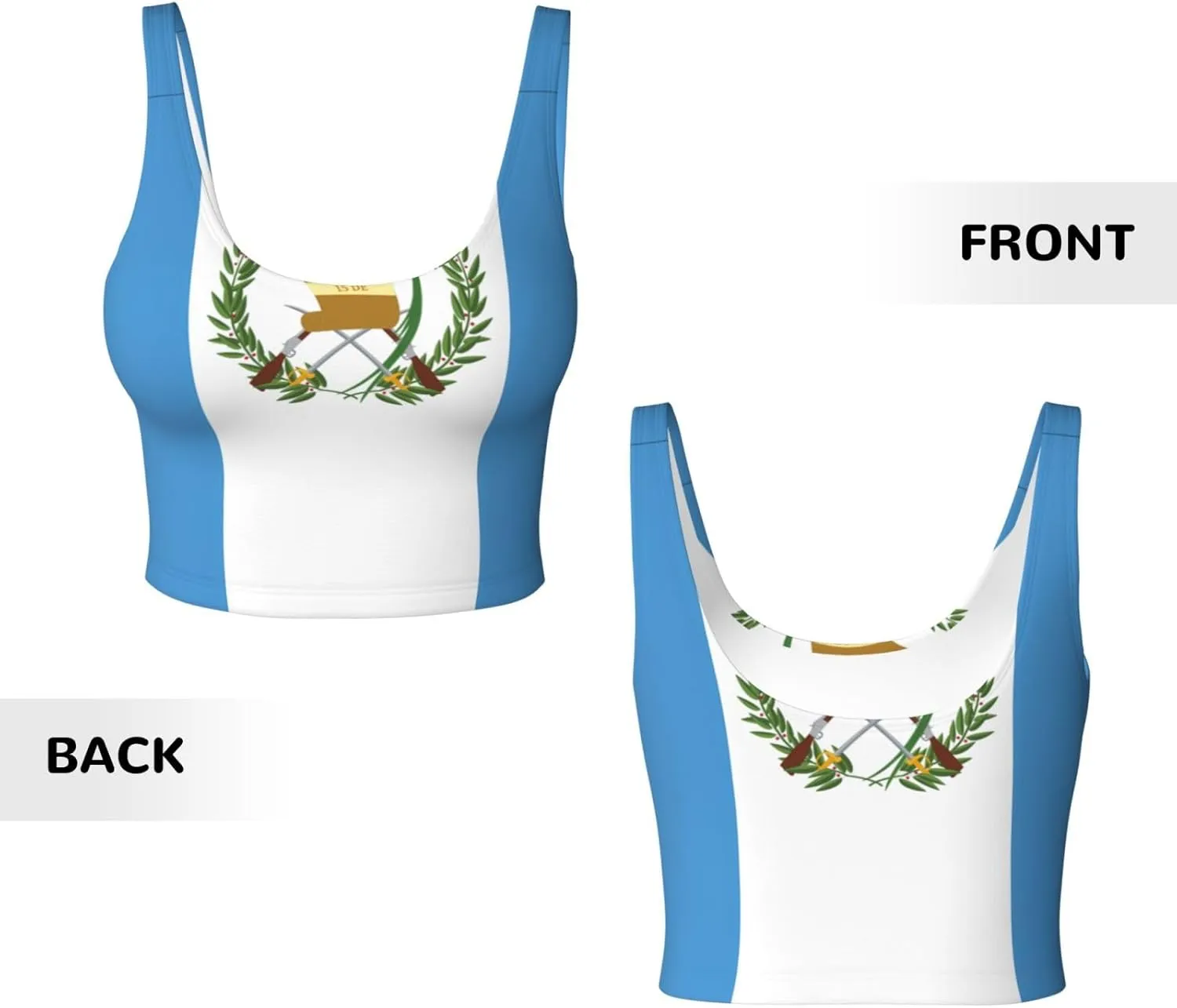 Flag of Guatemala Women's Sexy Sports Vest Sleeveless Athletic Gym T-Shirts Vest U-Shaped Back Quick Dry Top