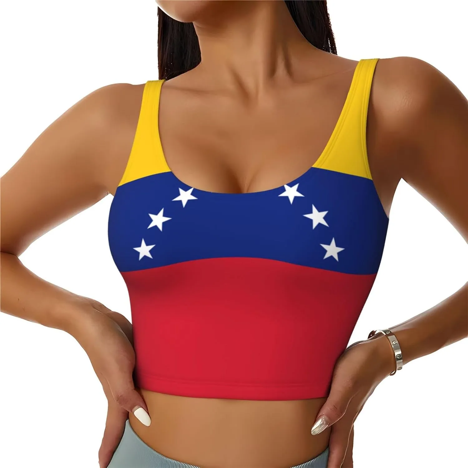 Flag of Venezuela Women's Sexy Sports Vest Sleeveless Athletic Gym T-Shirts Vest U-Shaped Back Quick Dry Top