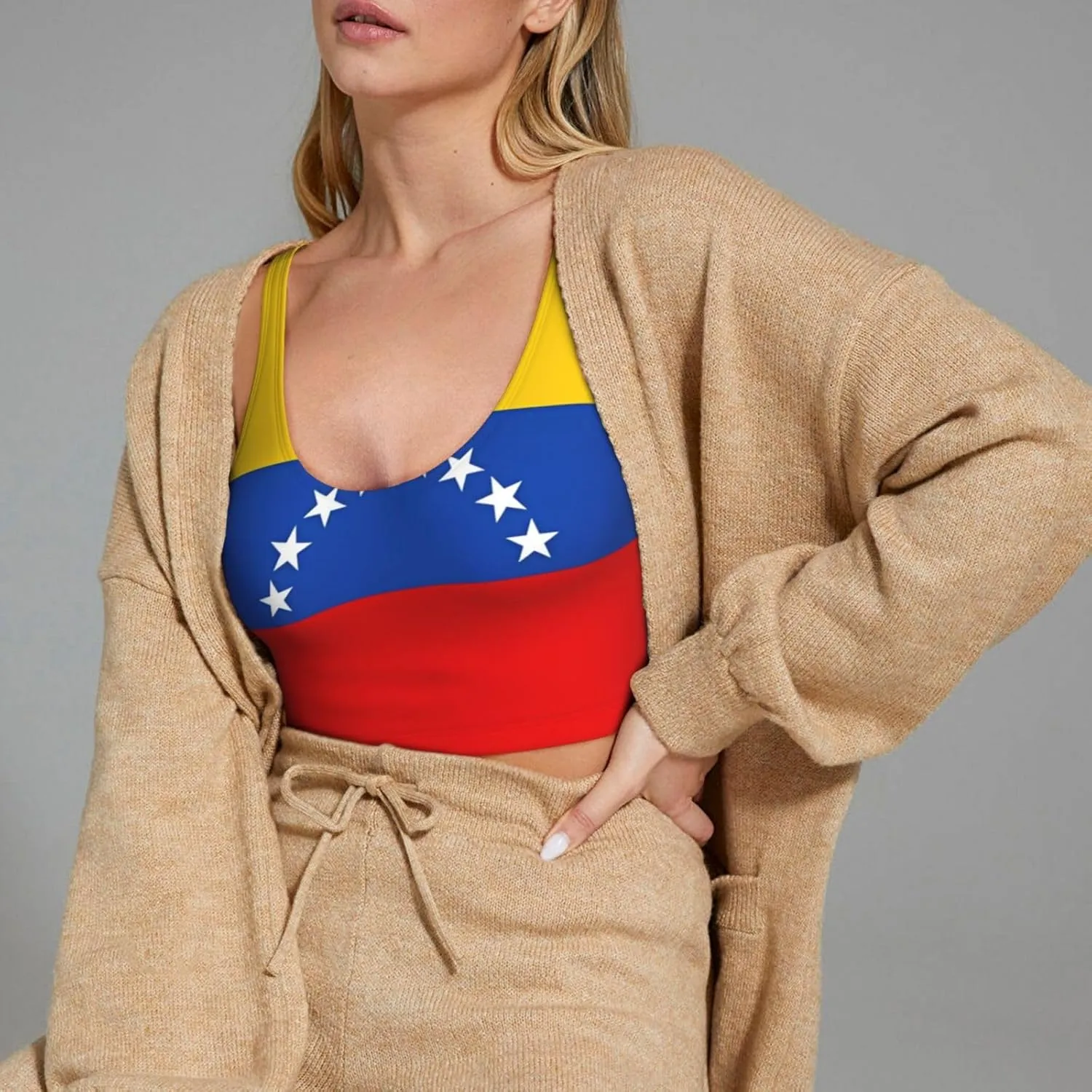 Flag of Venezuela Women's Sexy Sports Vest Sleeveless Athletic Gym T-Shirts Vest U-Shaped Back Quick Dry Top