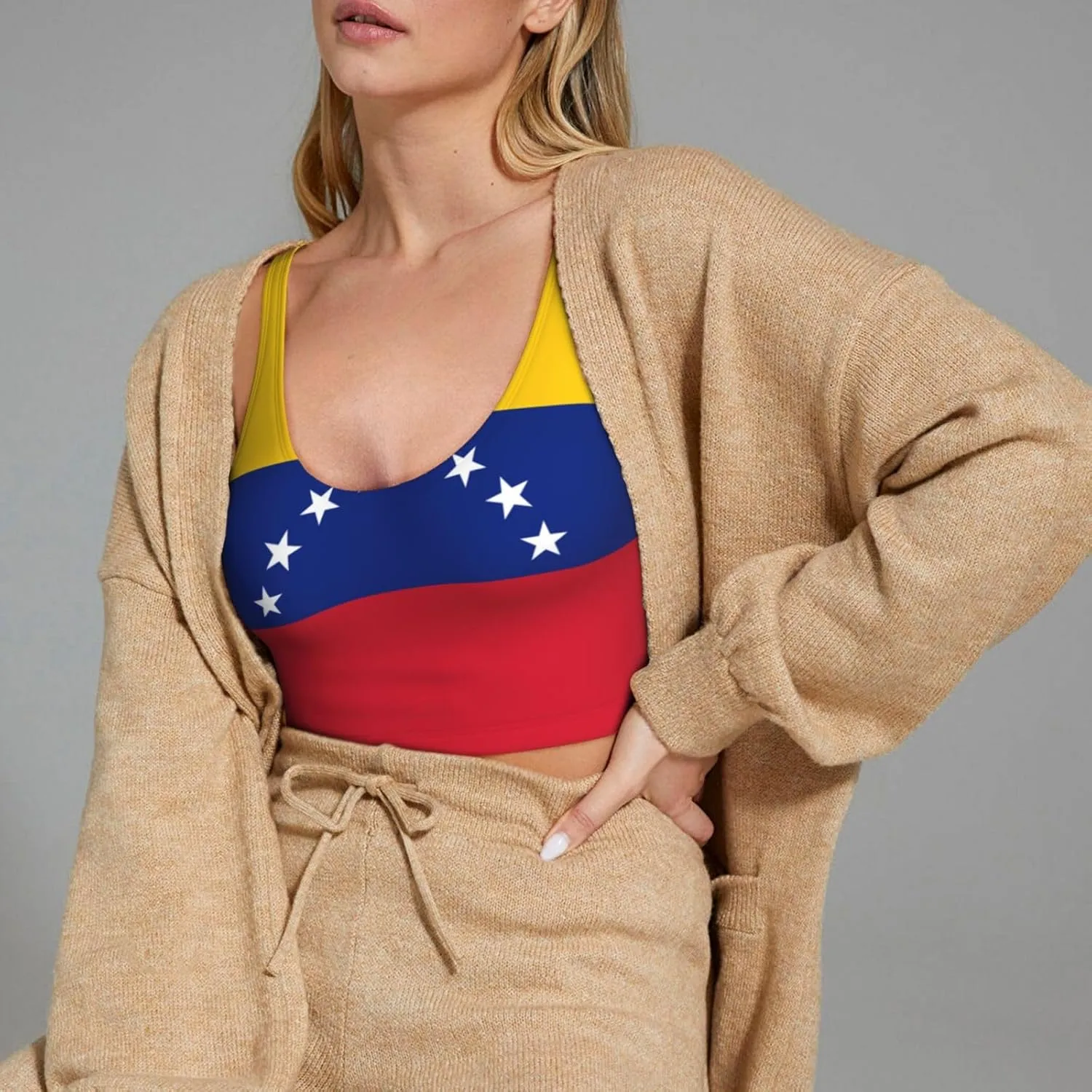 Flag of Venezuela Women's Sexy Sports Vest Sleeveless Athletic Gym T-Shirts Vest U-Shaped Back Quick Dry Top