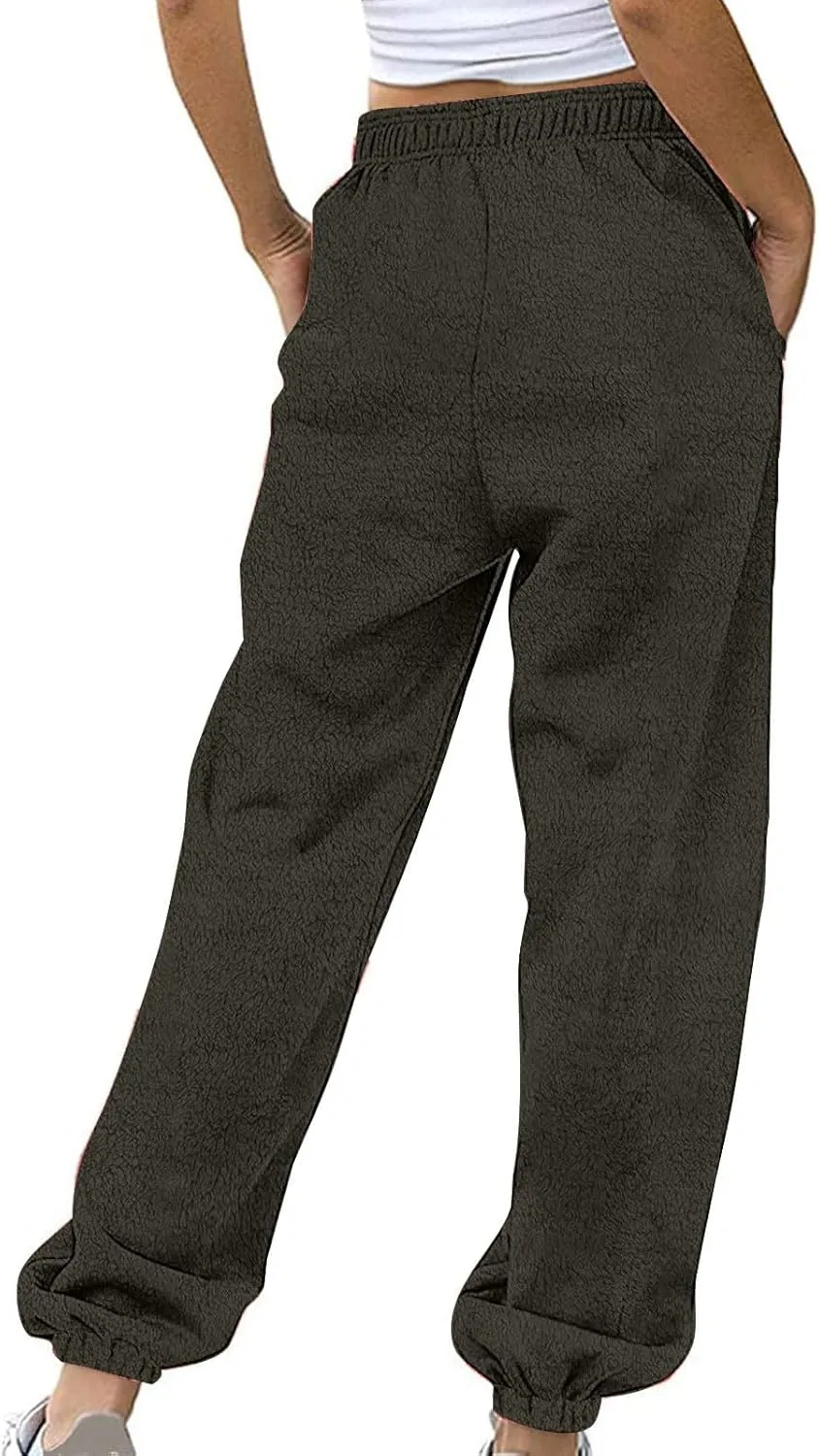 Fleece Sherpa Pajama Pants for Women 2024 Casual Fuzzy Warm Sweatpants Comfy Fluffy Lounge Sleepwear with Pockets
