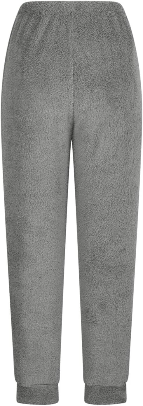 Fleece Sherpa Pajama Pants for Women 2024 Casual Fuzzy Warm Sweatpants Comfy Fluffy Lounge Sleepwear with Pockets