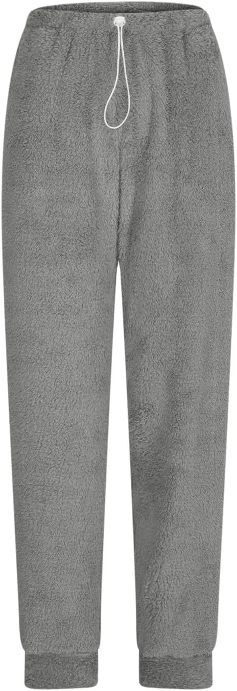 Fleece Sherpa Pajama Pants for Women 2024 Casual Fuzzy Warm Sweatpants Comfy Fluffy Lounge Sleepwear with Pockets