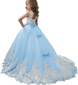 Flower Girl Dresses for Wedding Lace Appliques Princess Pageant Dress Tulle First Communion Dress for Girls