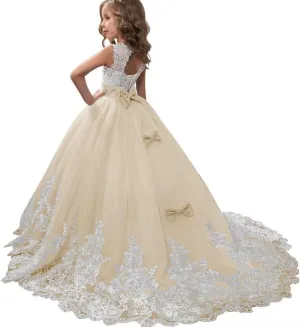 Flower Girl Dresses for Wedding Lace Appliques Princess Pageant Dress Tulle First Communion Dress for Girls