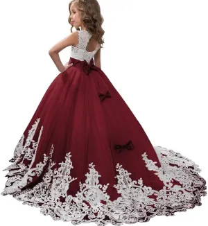 Flower Girl Dresses for Wedding Lace Appliques Princess Pageant Dress Tulle First Communion Dress for Girls