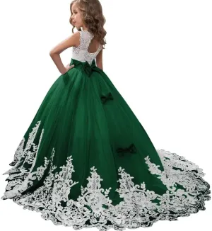 Flower Girl Dresses for Wedding Lace Appliques Princess Pageant Dress Tulle First Communion Dress for Girls