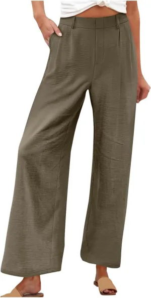 Flowy Pants for Women Wide Leg Casual Pants Comfy Linen Pants Loose Summer Pants Dressy Palazzo Pants Trousers
