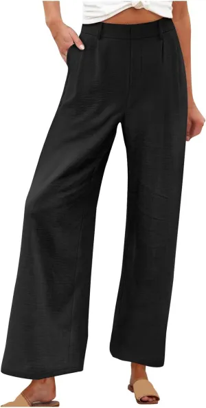Flowy Pants for Women Wide Leg Casual Pants Comfy Linen Pants Loose Summer Pants Dressy Palazzo Pants Trousers
