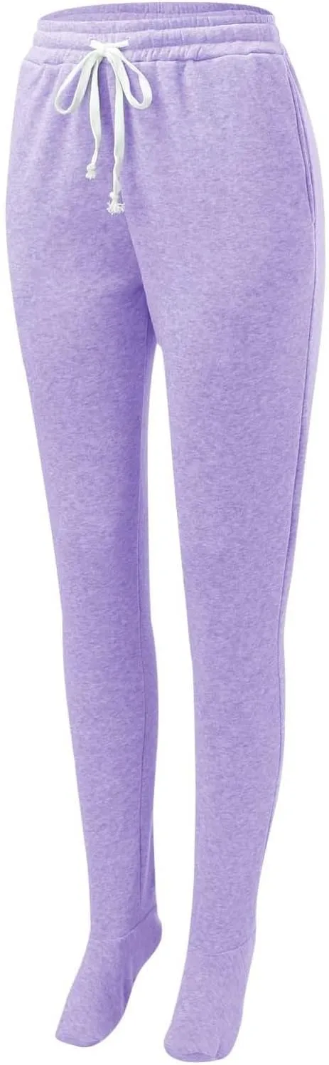 Footed Pajamas for Women 2024 Casual Loose Elastic Waist Fleece Sweatpants Winter Soft Comfy Warm Sleepwear Trousers