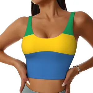 Gabonese Flag Women's Sexy Sports Vest Sleeveless Athletic Gym T-Shirts Vest U-Shaped Back Quick Dry Top