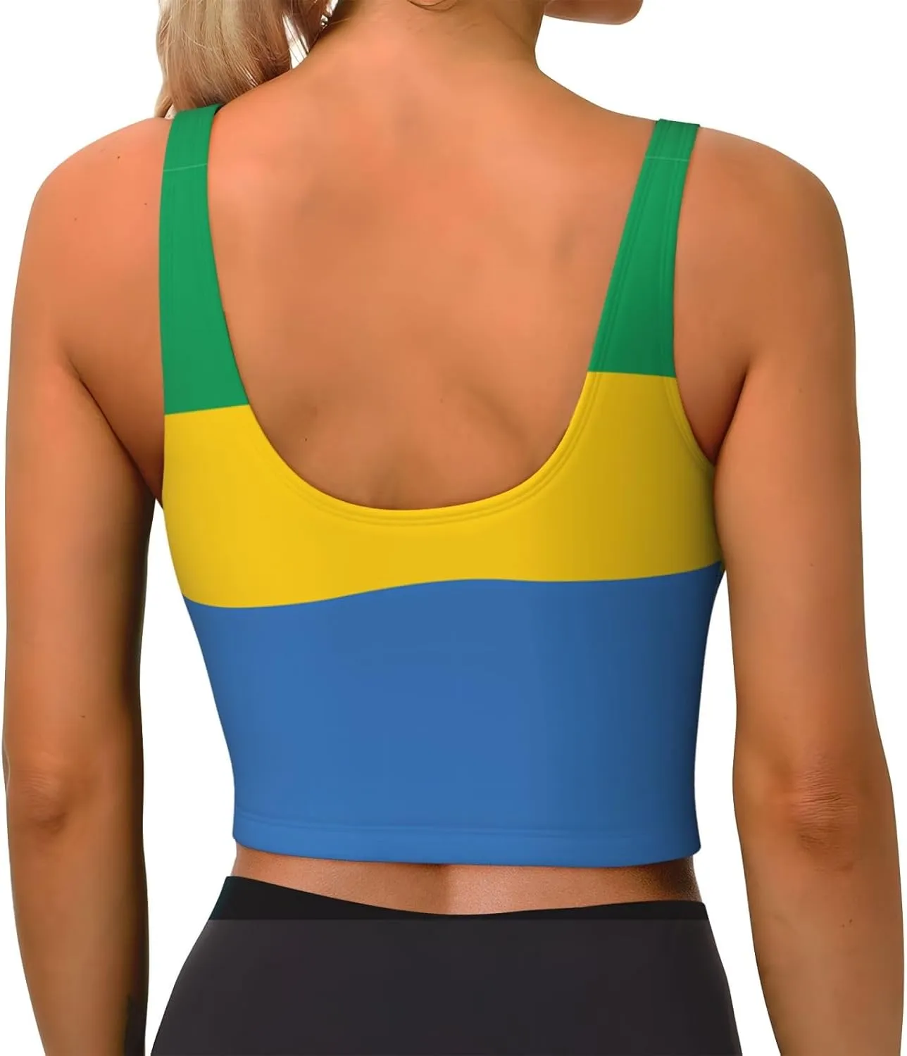 Gabonese Flag Women's Sexy Sports Vest Sleeveless Athletic Gym T-Shirts Vest U-Shaped Back Quick Dry Top