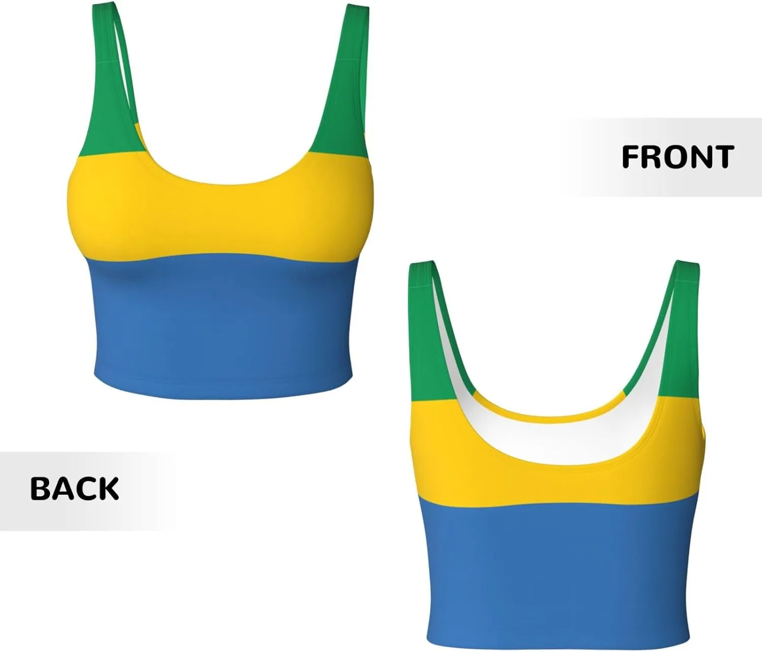 Gabonese Flag Women's Sexy Sports Vest Sleeveless Athletic Gym T-Shirts Vest U-Shaped Back Quick Dry Top