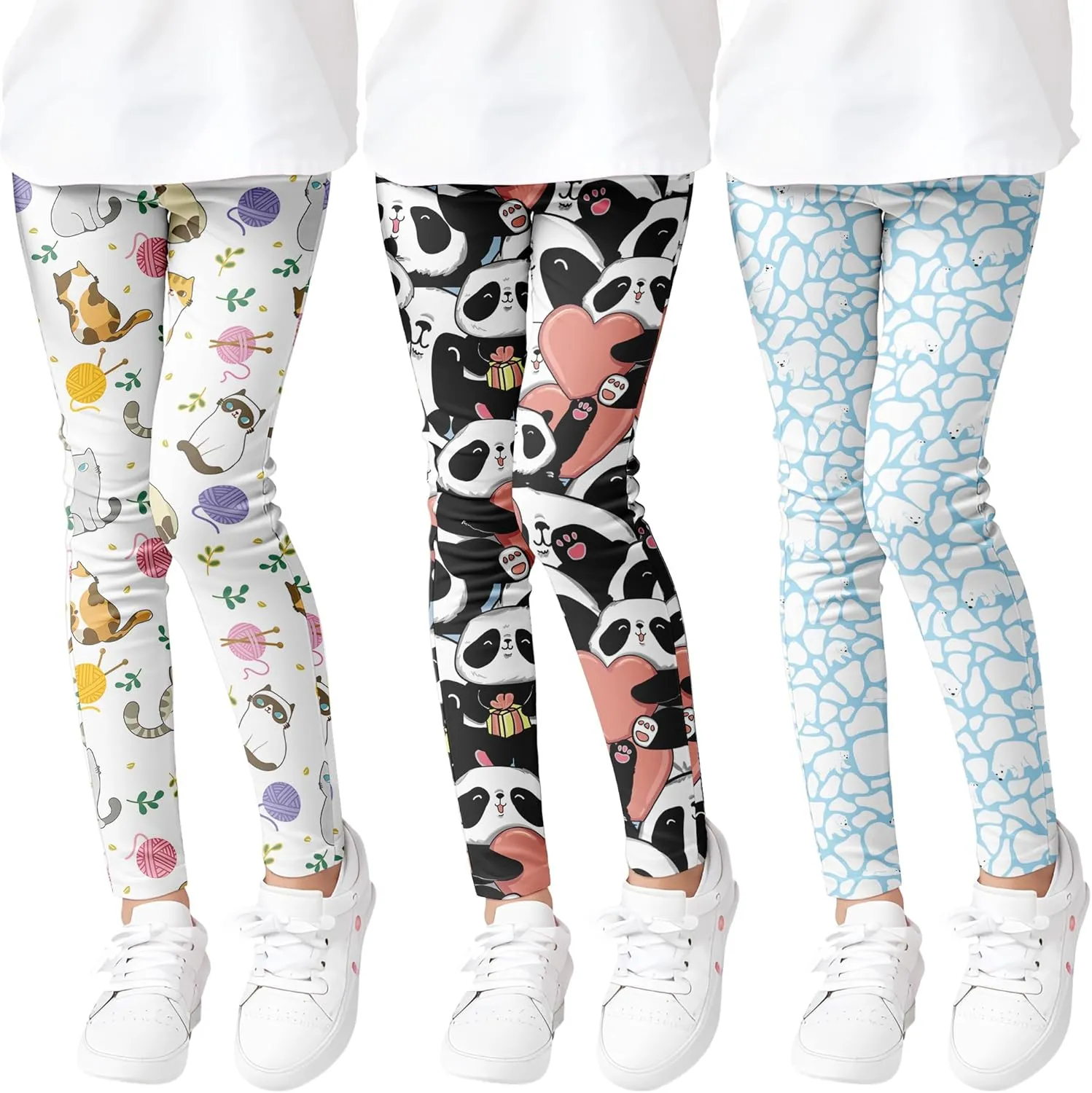 Girls' Leggings High Stretch Tights Outdoor Active Bottoms Toddlers Sports Ankle Trousers 3-10Years