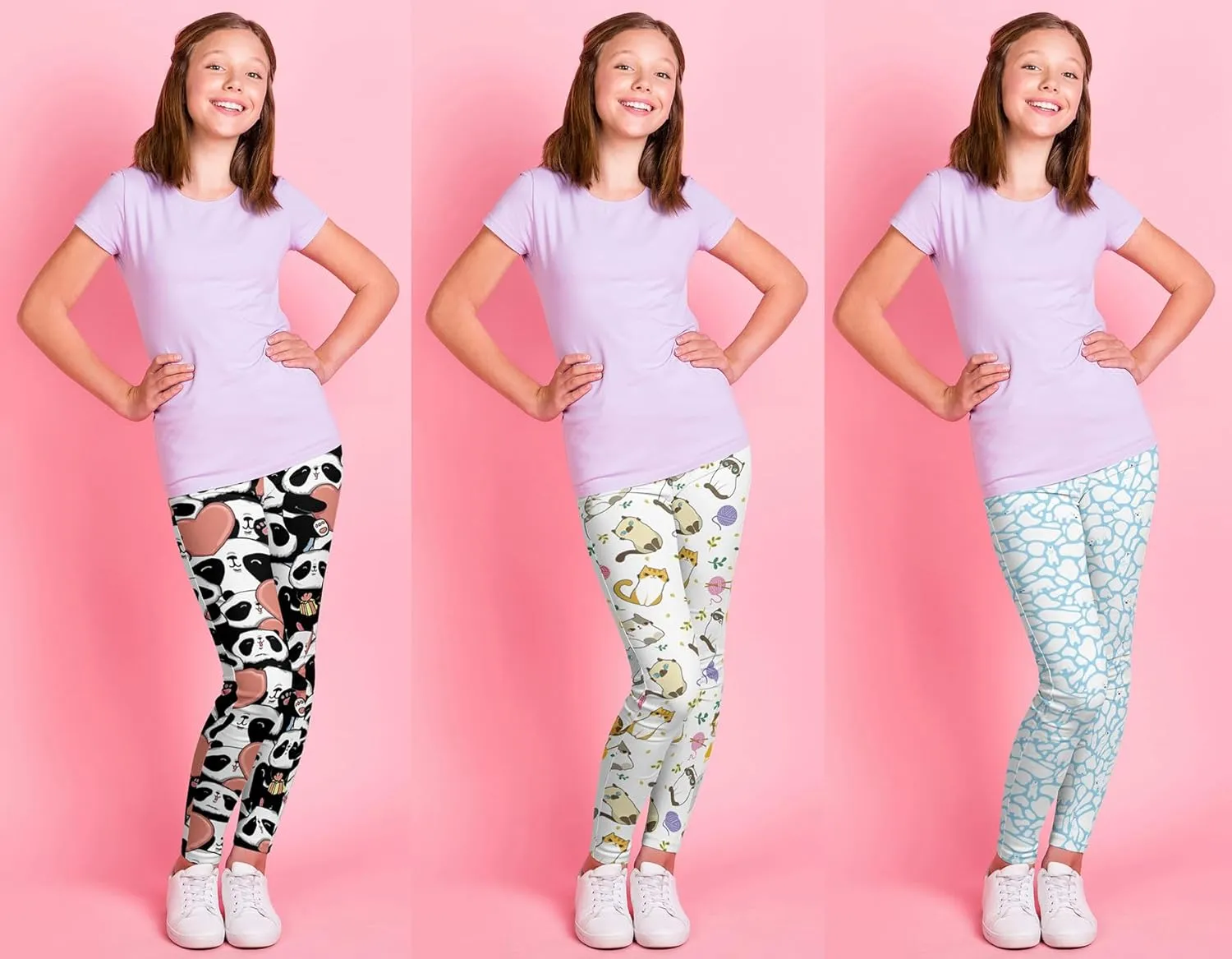Girls' Leggings High Stretch Tights Outdoor Active Bottoms Toddlers Sports Ankle Trousers 3-10Years