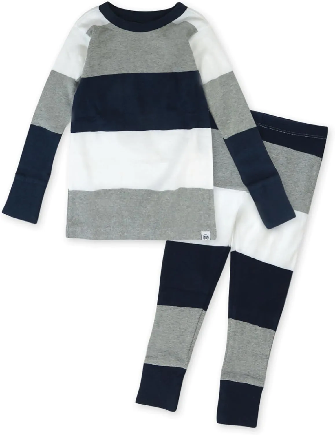 HonestBaby 2-Piece Pajamas Sleepwear PJs 100% Organic Cotton for Baby, Toddler, Kids, Boy, Navy Stripe, 5T