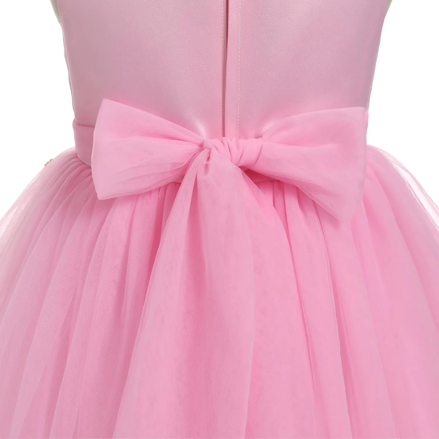 IBTOM CASTLE Toddler Flower Girl Dress Sleevelss 3D Flowers Tiered Tulle Tutu Dress Kids Princess Formal Birthday Party Dress