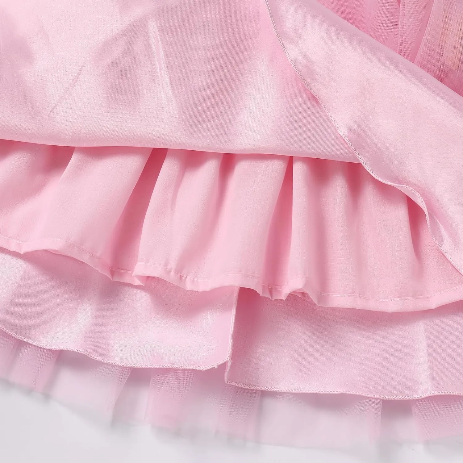 IBTOM CASTLE Toddler Flower Girl Dress Sleevelss 3D Flowers Tiered Tulle Tutu Dress Kids Princess Formal Birthday Party Dress