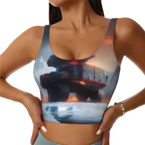 Ice and Fire Women's Sexy Sports Vest Sleeveless Athletic Gym T-Shirts Vest U-Shaped Back Quick Dry Top